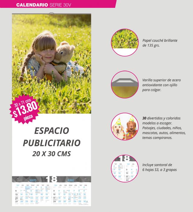 Calendario Serie 30V - Calendarios Koneplus 