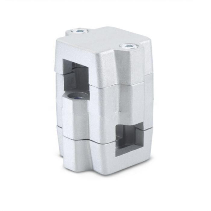  Abrazaderas para conectores de dos vías Medidas métricas, aluminio, montaje dividido, orificio redondo o cuadrado - JW Winco