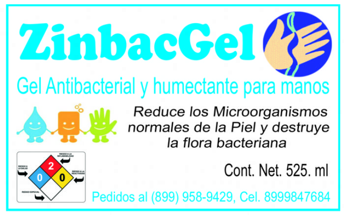 Gel antibacterial para manos - ZinbacGel
