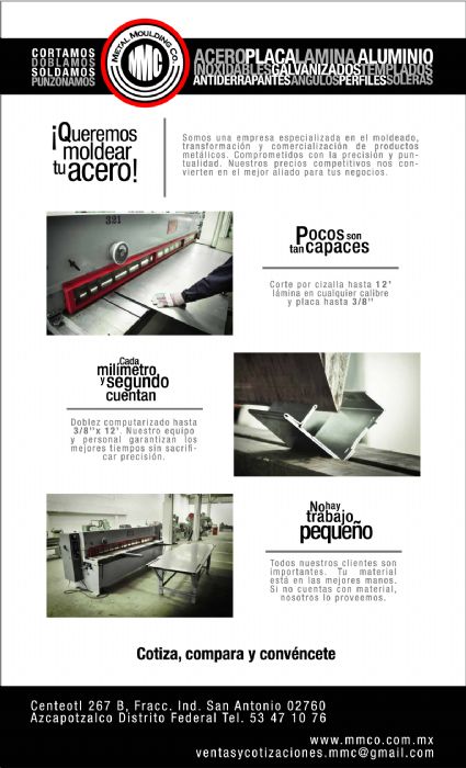 Doblez y Corte de Placa - MMC Metal Moulding Company