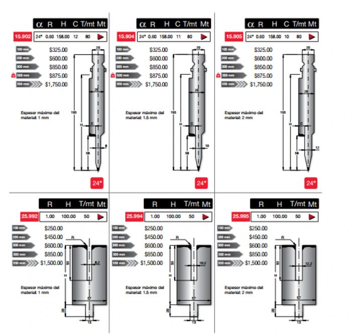 PLEGADORAS DE LAMINA EUROPEAN, HERRAMIENTAS - Mate Precision Tooling