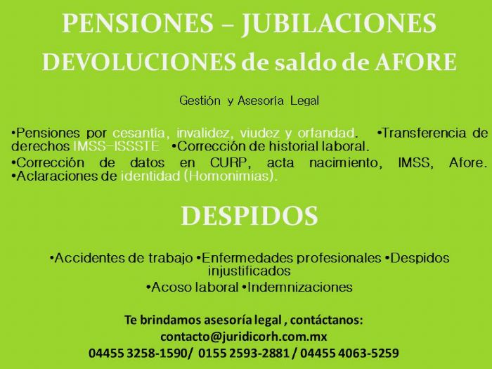 PENSIONES, JUBILACIONES - ASESORIA LEGAL Y CAPITAL HUMANO