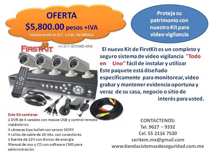 Kit videovigilancia con 4 camaras de seguridad - Firskit