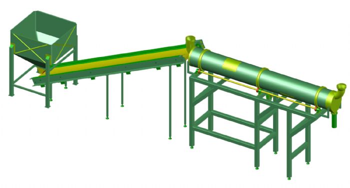 Línea de secado con horno rotativo y silo alimentador - 