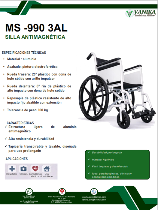 Silla de ruedas Antimagnetica para MRI - Necional