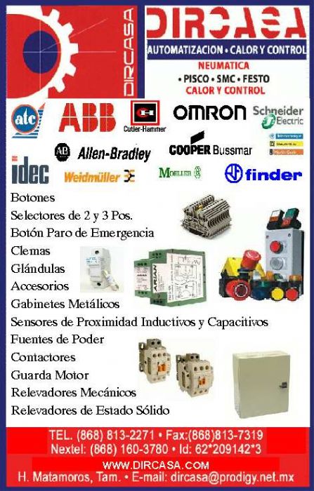 Boton Pulsador, Clemas y Cajas de Control - ABB, Carlos Gavazzi, Omron, Red Lion, Keyence