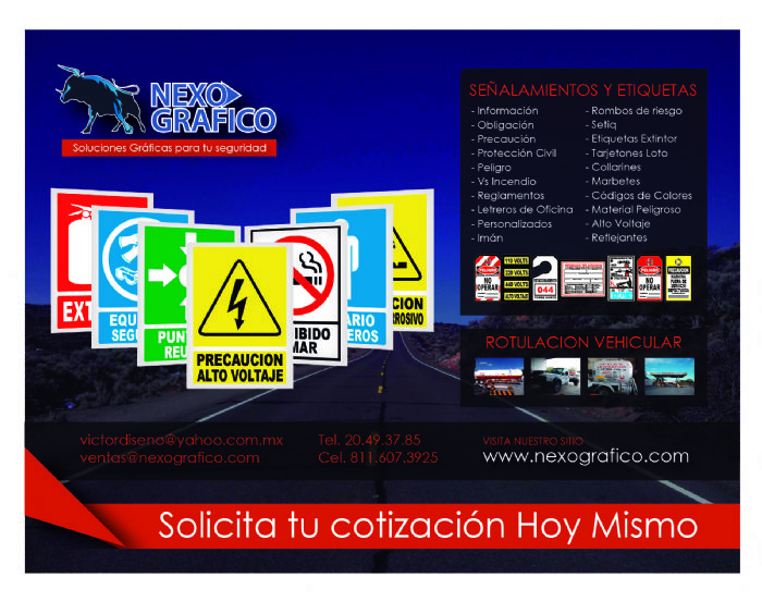 Señalamientos ,Anuncios, Letreros y Etiquetas Normativas y Personalizadas - nexografico.com