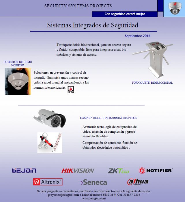 CCTV, Camaras de Seguridad, Video Vigilancia - Axis, Vivotek, CNB, Hik Vision, Dahua, Arecont Vis