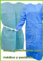 Batas desechables para paciente y cirujano