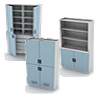 Vitrinas, estantes y guardareactivos